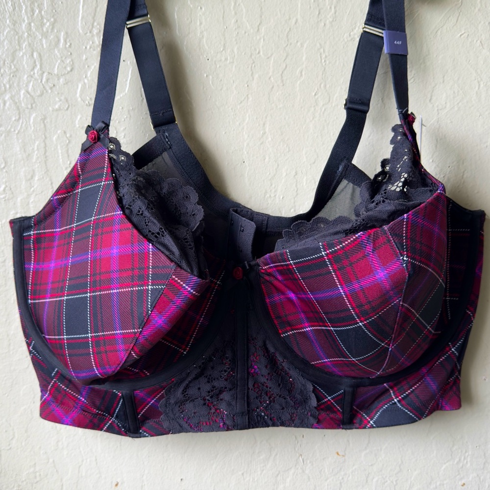 Cacique Black and Purple Bra with Full Coverage and Underwire